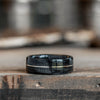     Mens-Black-Whiskey-Barrel-Wood-Wedding-Band-Center-14k-White-Gold-Ring-Inlay-Whiskey-Neat-Rustic-And-Main