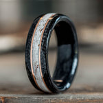     Mens-Whiskey-Barrel-And-Elk-Antler-Wedding-Band-with-Dual-14k-Rose-Gold-Inlays-Frontiersman-Rustic-And-Main