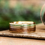 Mens-gold-wedding-band-guitar-string-green-imperial-diopside-rifle-stock-wood-rustic-and-main