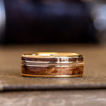 Mens-gold-wedding-band-guitar-string-rifle-stock-wood-rustic-and-main