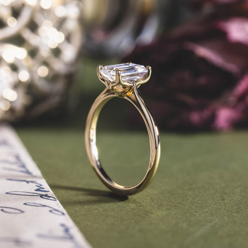 Nature-Inspired-Lab-Grown-Emerald-Cut-Diamond-Engagement-Ring-Four-Prong-The-Lily-Rustic-And-Main