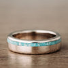 Odyssey-Mens-14k-White-Gold-Wedding-Band-Offset-Turquoise-Inlay