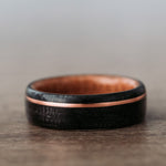 Old-Fashioned-Mens-Whiskey-Barrel-Wood-Wedding-Band-Black-Cherry-Offset-Copper-Inlay-Rustic-and-Main