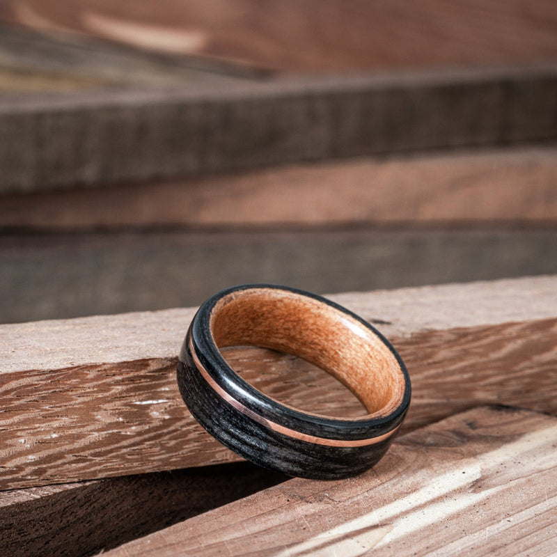 Old-Fashioned-Whiskey-Barrel-Wood-Ring-Black-Cherry-Liner-Offset-Metal-Inlay-4