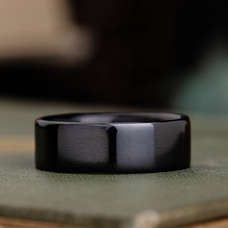 The Olympian Noir | Men's Polished Black Titanium Wedding Band