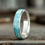 Open Sky Men's Wedding Band in Silver and Turquoise