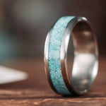 Open Sky Men's Wedding Band in Titanium and Turquoise