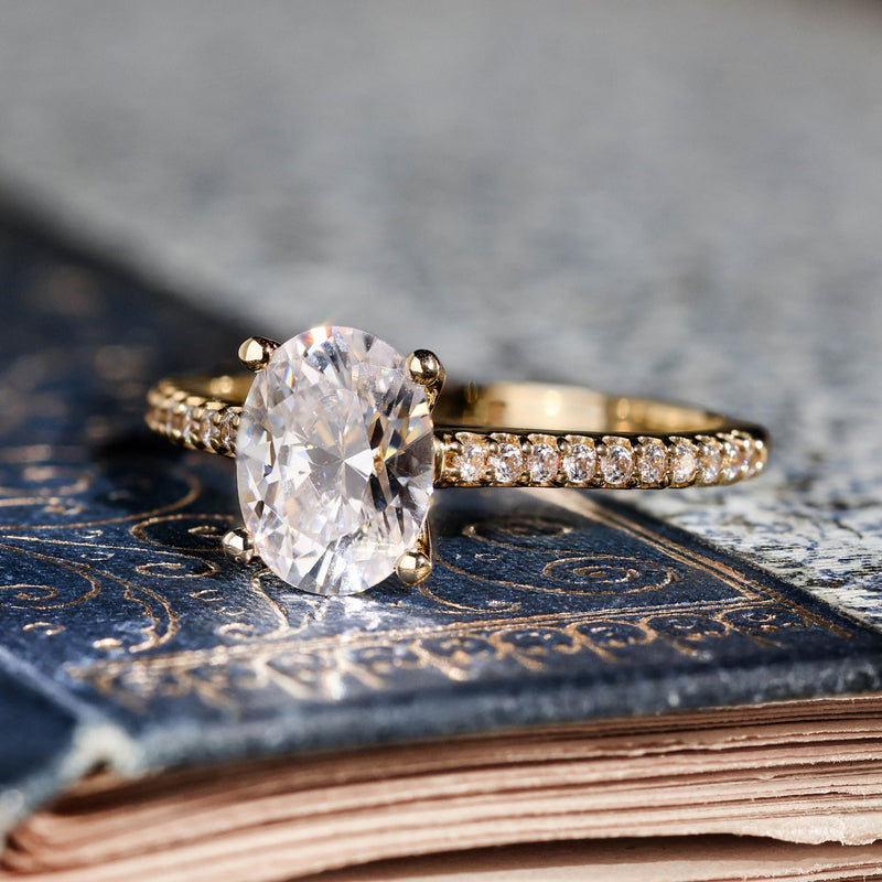 The Chloe - Oval Diamond Engagement Ring with Pavé Diamond Setting