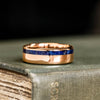 The Pharaoh | Men's Gold Wedding Band with Offset Lapis Lazuli