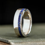 The Pharaoh | Men's Gold Wedding Band with Offset Lapis Lazuli