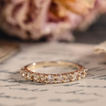 Champagne diamond wedding band in 10K yellow gold, round stones