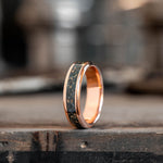 The Shenandoah | Men's Gold Moss Agate Wedding Band with Gold Flakes