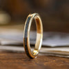 (In-Stock) The Shenandoah | Women's Solid 10k Yellow Gold & Moss Agate Wedding Band - Size 10.75 | 3mm Wide