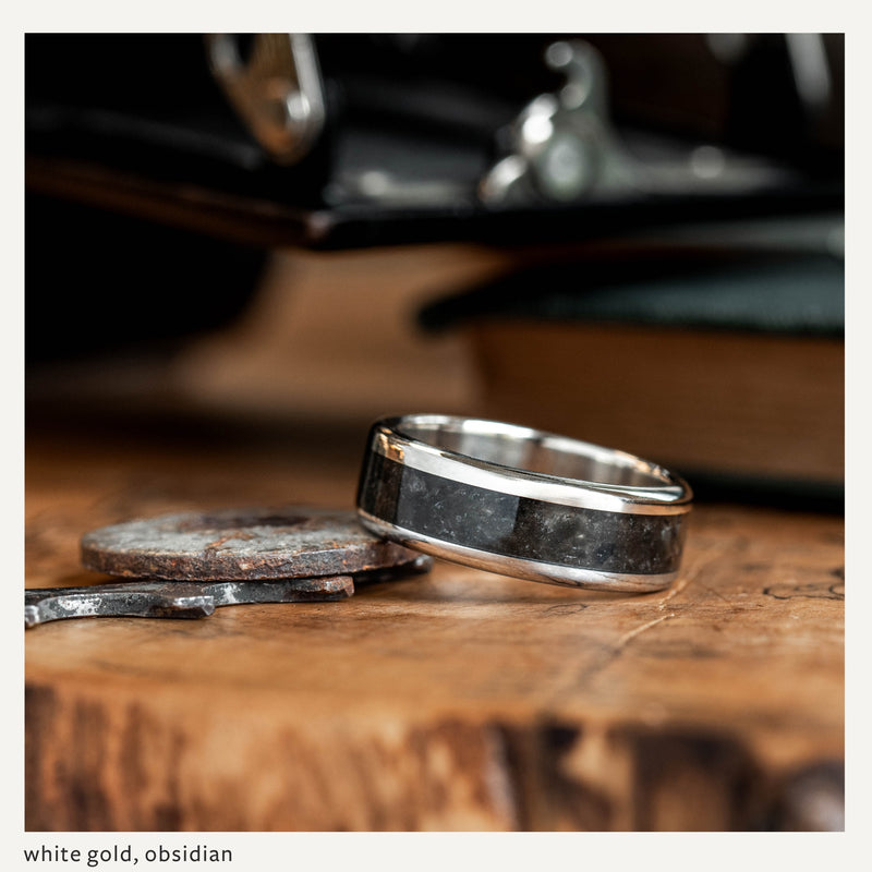 Custom Gold, Silver or Titanium Band - Single Inlay – Rustic and Main