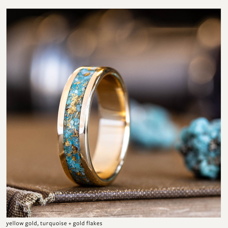 Custom Gold, Silver or Titanium Band - Single Inlay – Rustic and Main