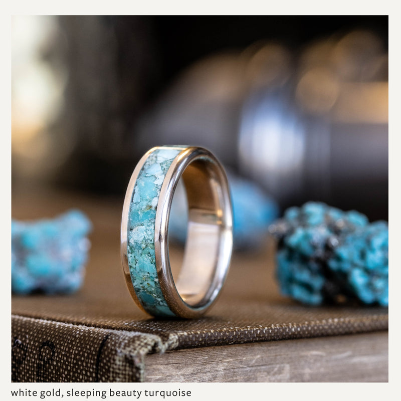 Custom Gold, Silver or Titanium Band - Single Inlay – Rustic and Main