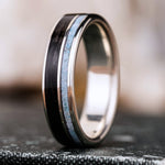 The Spirit of Sonora | Men's Silver Whiskey Barrel Wood & Turquoise Wedding Band