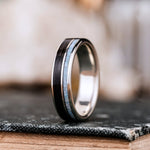 The Spirit of Sonora | Men's Silver Whiskey Barrel Wood & Turquoise Wedding Band