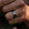(In-Stock) The Space Cowboy | Men's Titanium Wedding Band with Guitar String & Meteorite Dust - Size 10 | 8mm Wide