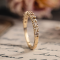 Champagne diamond wedding band in 10K yellow gold, round stones