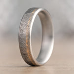 (In-Stock) The Apollo | Hammered Titanium Ring with Offset Brass Inlay - Size 11 | 6mm Wide
