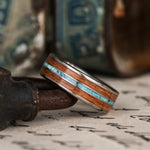 The Arizonan | Men's Titanium Wedding Band with Arizona Mesquite Wood & Turquoise