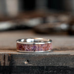 (In-Stock) The Ember - Titanium Wedding Band with Ruby Stone Inlay - Size 7/6mm