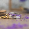 The Fabled Lass | Women's Weathered Maple Wood Ring with Lavender & Metal Inlay