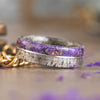 The Fabled Lass | Women's Weathered Maple Wood Ring with Lavender & Metal Inlay