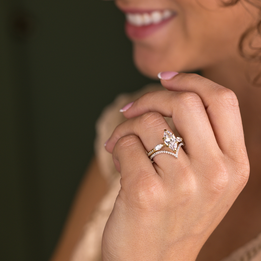 The Gwndolyn & Vesper Vintage-Inspired Marquise Diamond Bridal Set