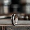 The Helen | Women's Titanium Ring with Whiskey Barrel Wood Inlay