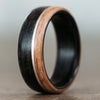(In-Stock) The Highball - Wooden Wedding Band with Whiskey Barrel Wood and Sterling Silver Inlay - Size 10.25 | 8mm Wide