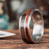 (In-Stock) The Leatherneck | Titanium Wedding Band with US Marine Desert MARPAT Uniform and Bloodwood - Size 10.75 / 8mm Wide