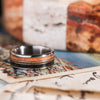 The Marshall | Men's Titanium Wedding Band with Guitar String, Mesquite Wood & Whiskey Barrel