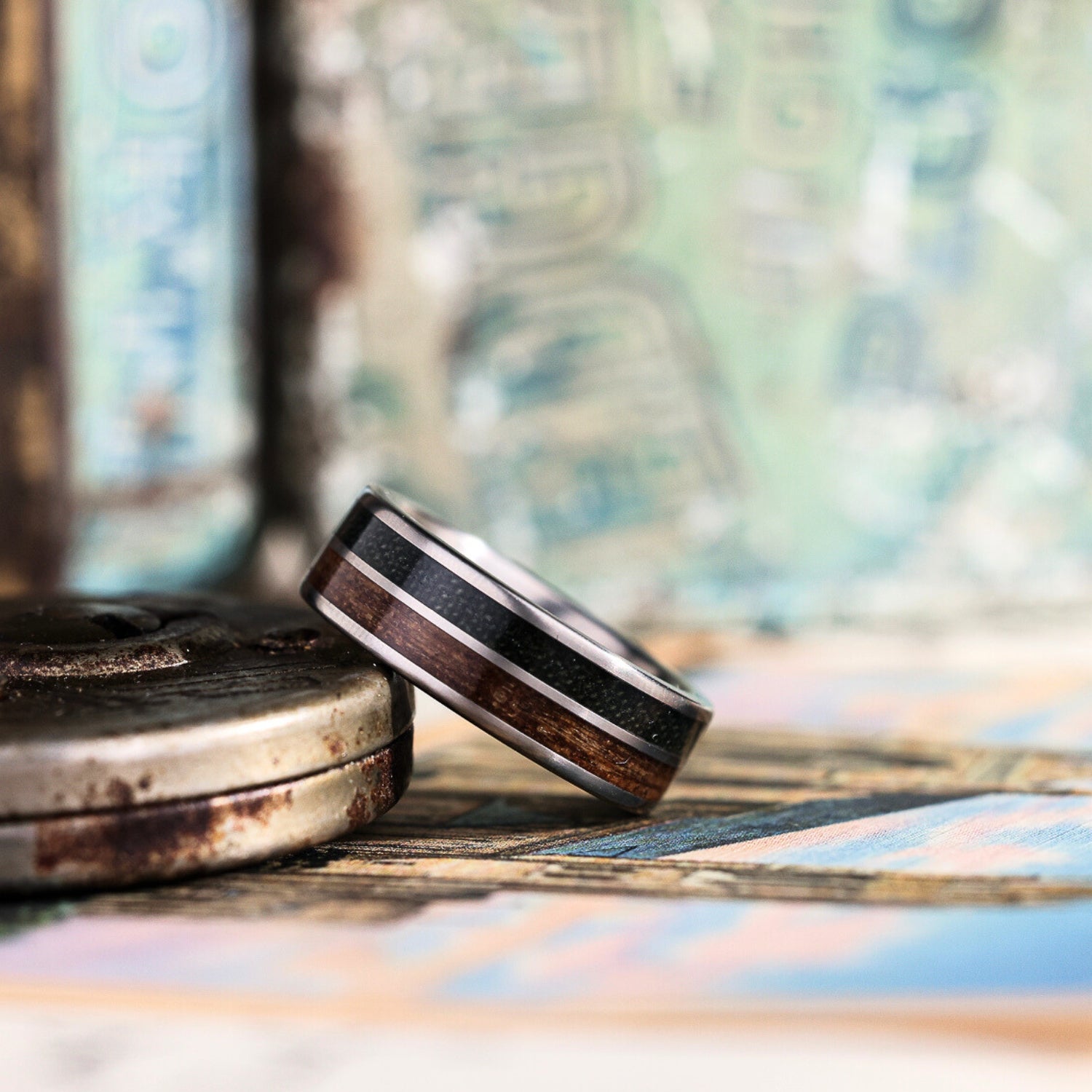 The Maverick - Titanium Wedding Bands with US Airforce