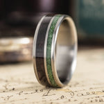 The Sage | Men's Titanium Wedding Band with Rosewood & Green Imperial Diopside