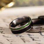 The Sage | Men's Titanium Wedding Band with Rosewood & Green Imperial Diopside