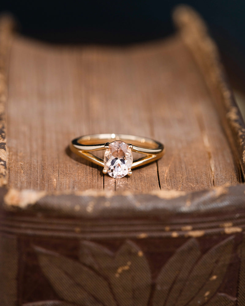 The Sedona - Natural Peach Morganite Solitaire Oval Engagement Ring