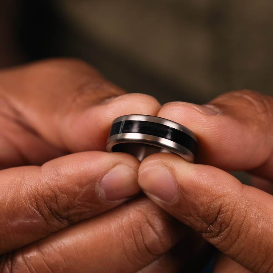 ::Shown in 8mm Wide | Titanium
