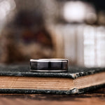 The Speakeasy | Men's Titanium Wedding Band with Wide Channel Whiskey Barrel Wood