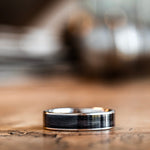(In-Stock) The Speakeasy | Men's Titanium Wedding Band with Wide Channel Whiskey Barrel - Size 10.5 | 6mm Wide