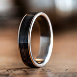 (In-Stock) The Speakeasy | Men's Titanium Wedding Band with Wide Channel Whiskey Barrel - Size 10.5 | 6mm Wide