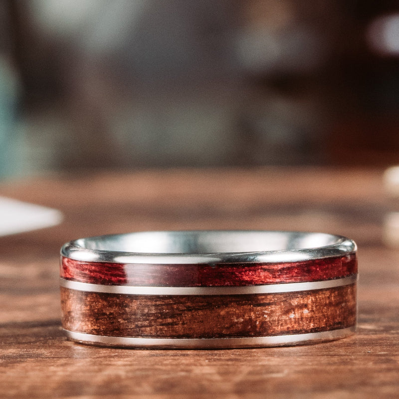     The-Valor-Mens-Titanium-Wedding-Band-M1-Garand-Purpleheart-Wood