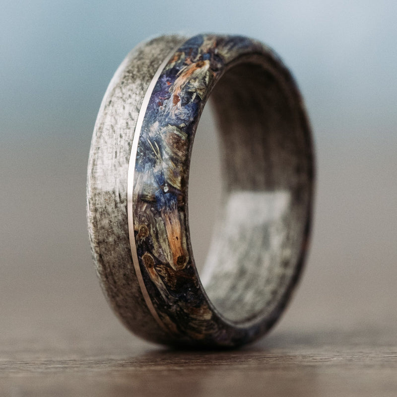 The-Weekend-in-Marseille-Womens-Weathered-Maple-Wood-Ring-with-Lavender-and-White-Gold-Inlay-Rustic-and-Main