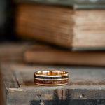 The Western Front | Men's Gold Wedding Band with Rifle Stock Wood & WWI Uniform