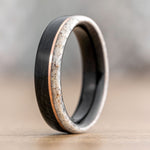 The-Whiskey-Canyon-Mens-Whiskey-Barrel-and-Elk-Antler-Wedding-Band-Offset-Rose-Gold-Inlay