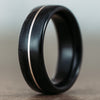(In-Stock) The Whiskey Neat - Weathered Whiskey Barrel Wedding Band with 14k White Gold Inlay - Size 10/8mm Wide