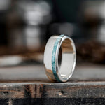 The Odyssey in Silver | Men's Silver Turquoise Wedding Band