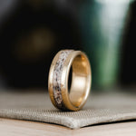 The Marksman | Men's Gold Wedding Band with Elk Antler