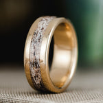 The Marksman | Men's Gold Wedding Band with Elk Antler